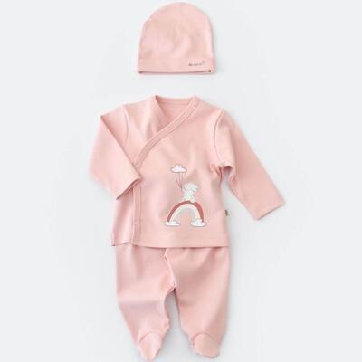 Bibaby Organik Zıbın Takımı 3lü Live Color Rabbit Somon