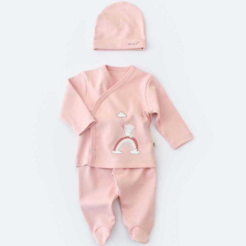 Bibaby Organik Zıbın Takımı 3lü Live Color Rabbit Somon