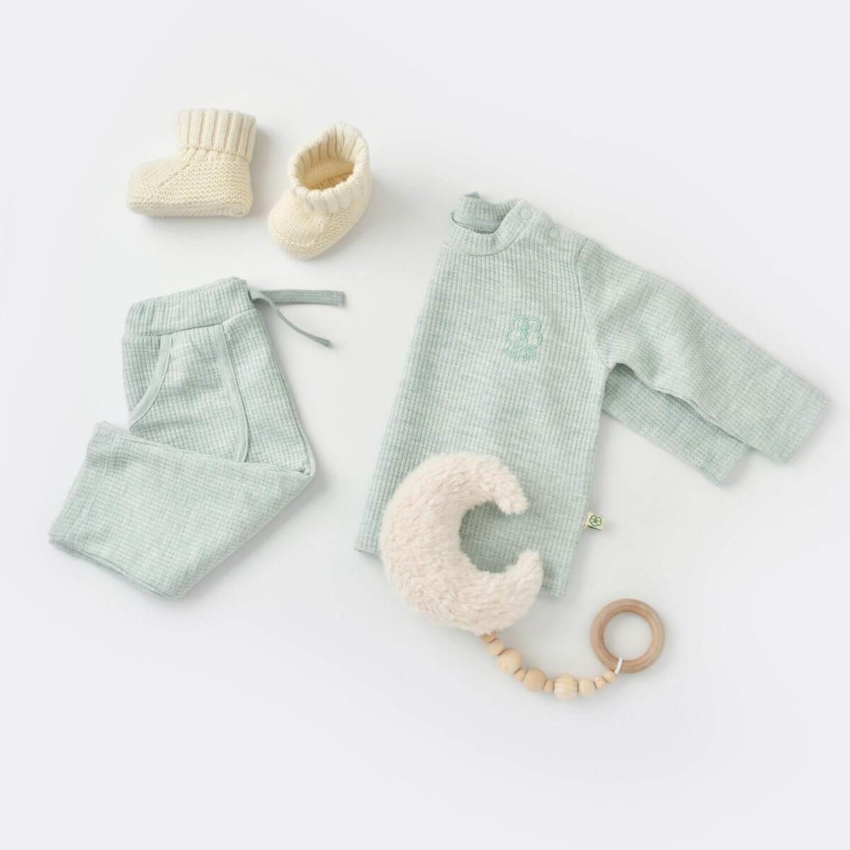 Bibaby Organik 2li Takım Nature In Waffle Yeşil Melanj
