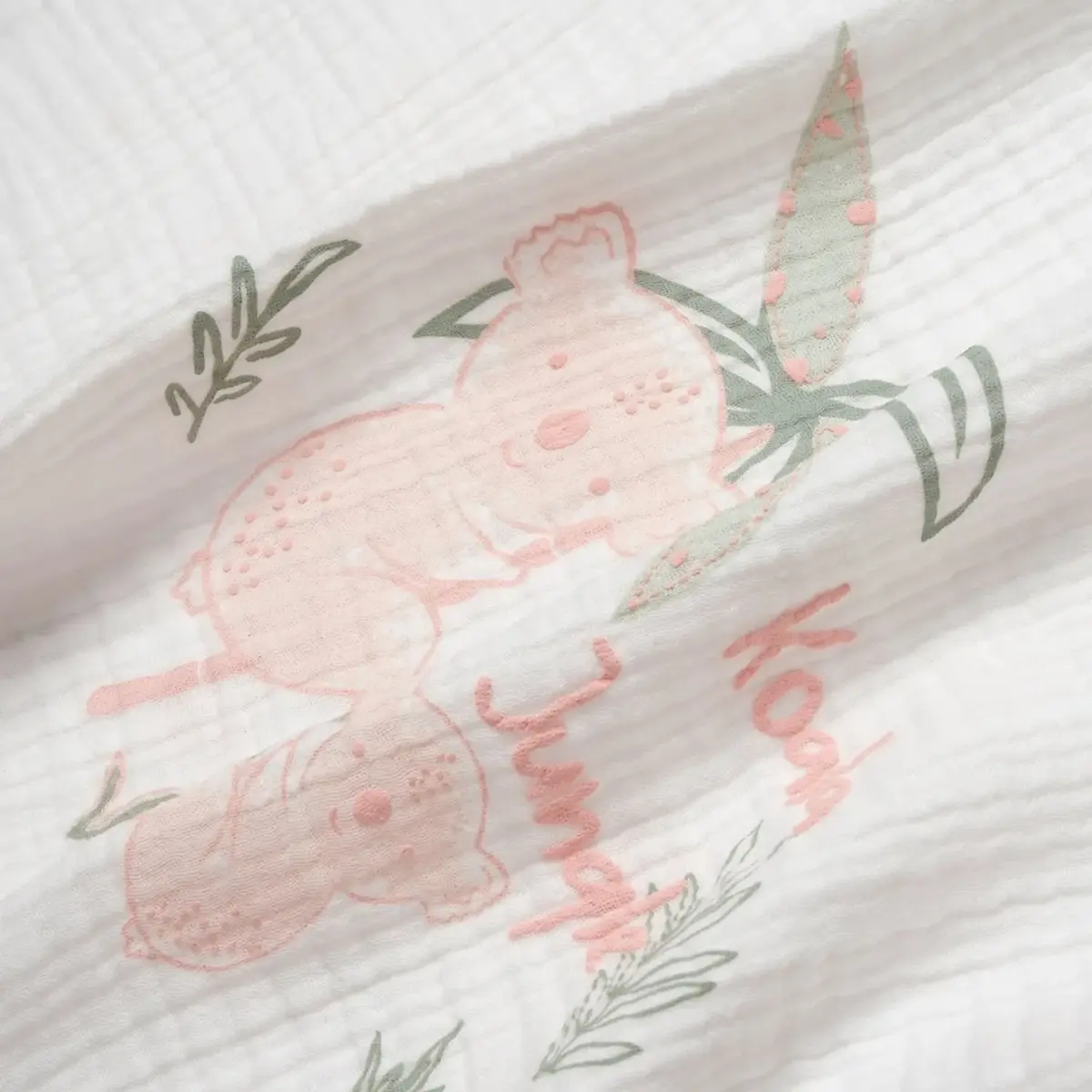 Bibaby Organik Müslin Battaniye Koala Jungle Pembe