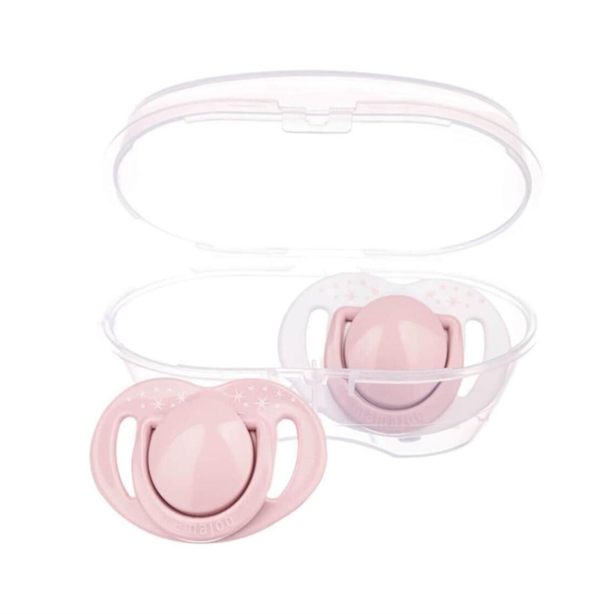 Mamajoo Silikon Emzik 2li & Sterilizasyon Saklama Kutusu 6+ Ay Powder Pink