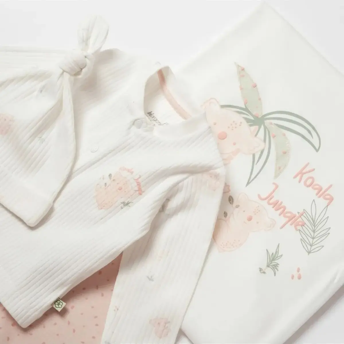 Bibaby Organik Hastane Çıkışı 4lü Battaniyeli Koala Jungle Pembe