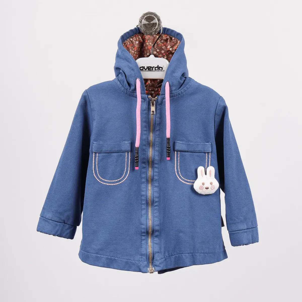 Overdo Ceket Kapüşonlu Kedili Mavi Overdo Ceket Kapüşonlu Kedili Mavi