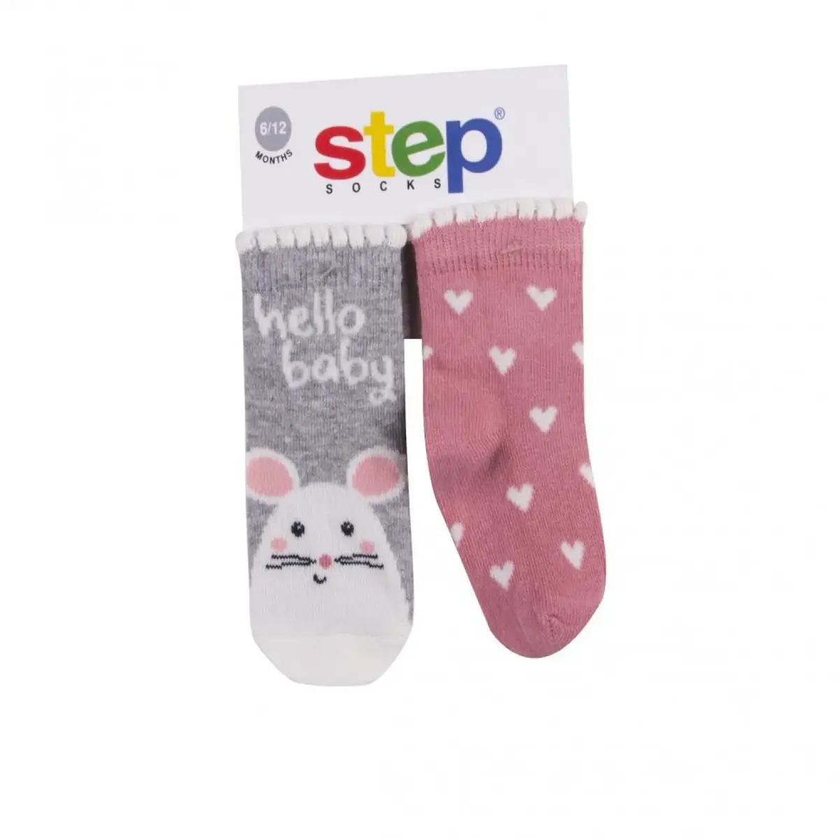 Step Çorap Soket 3lü Hello Baby Mouse