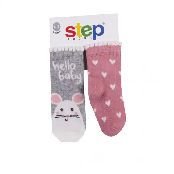Step Çorap Soket 3lü Hello Baby Mouse