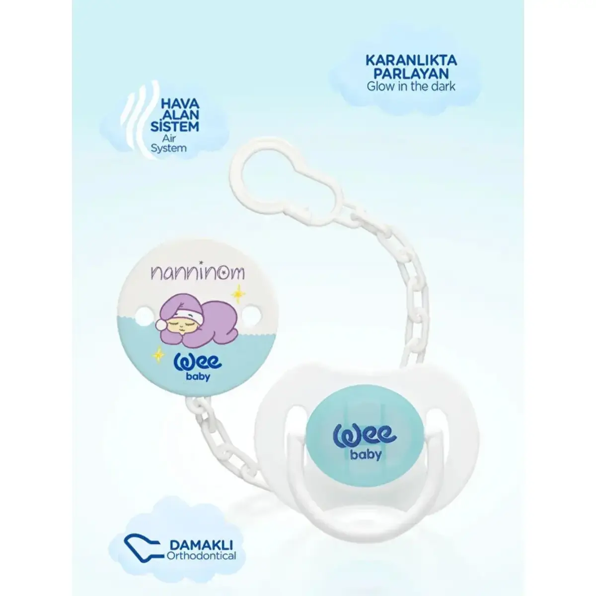 Wee Baby Nanninom Gece Emziği ve Emzik Askısı Seti