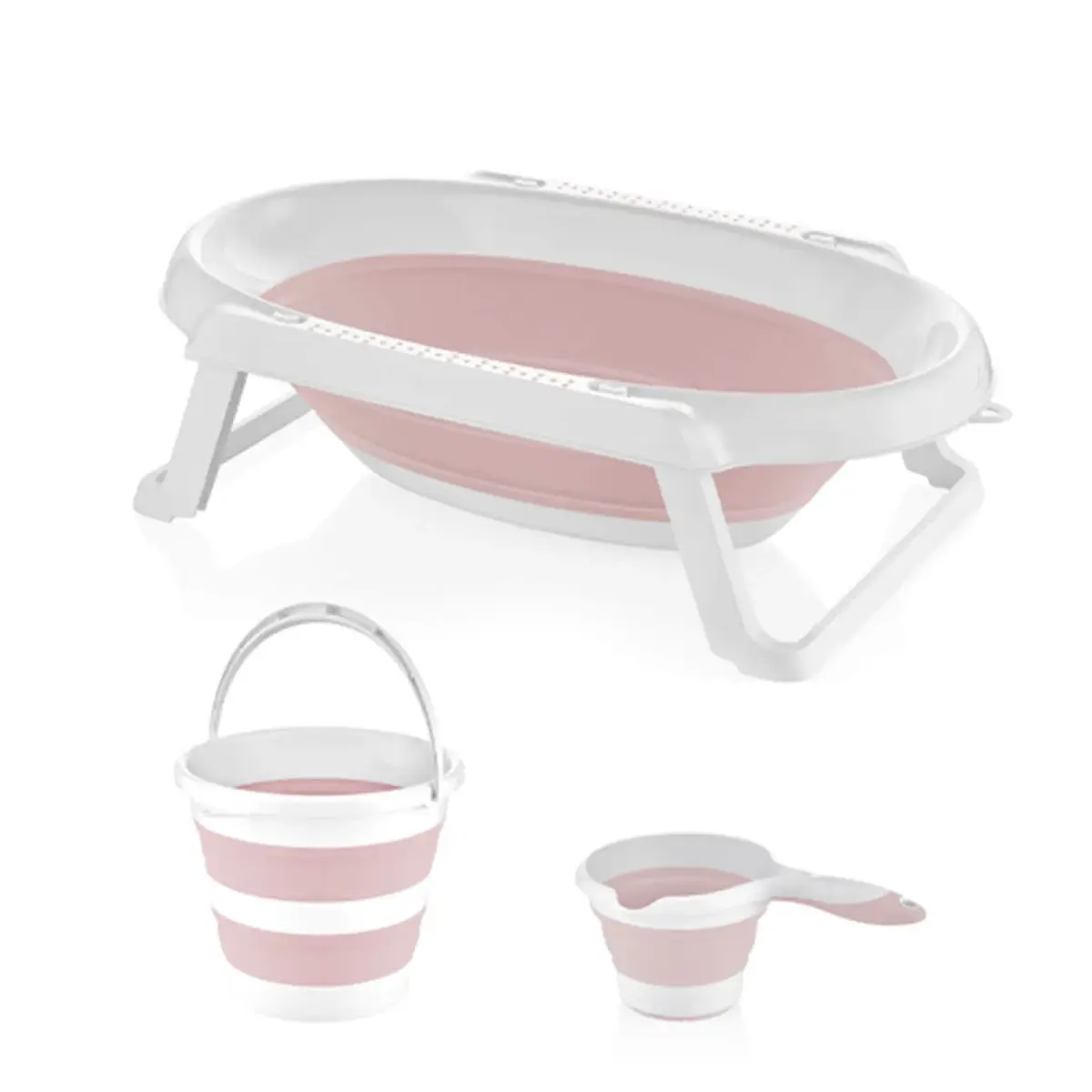Babyjem Katlanabilen Bebek Banyo Seti 3lü Pembe Babyjem Katlanabilen Bebek Banyo Seti 3lü Pembe