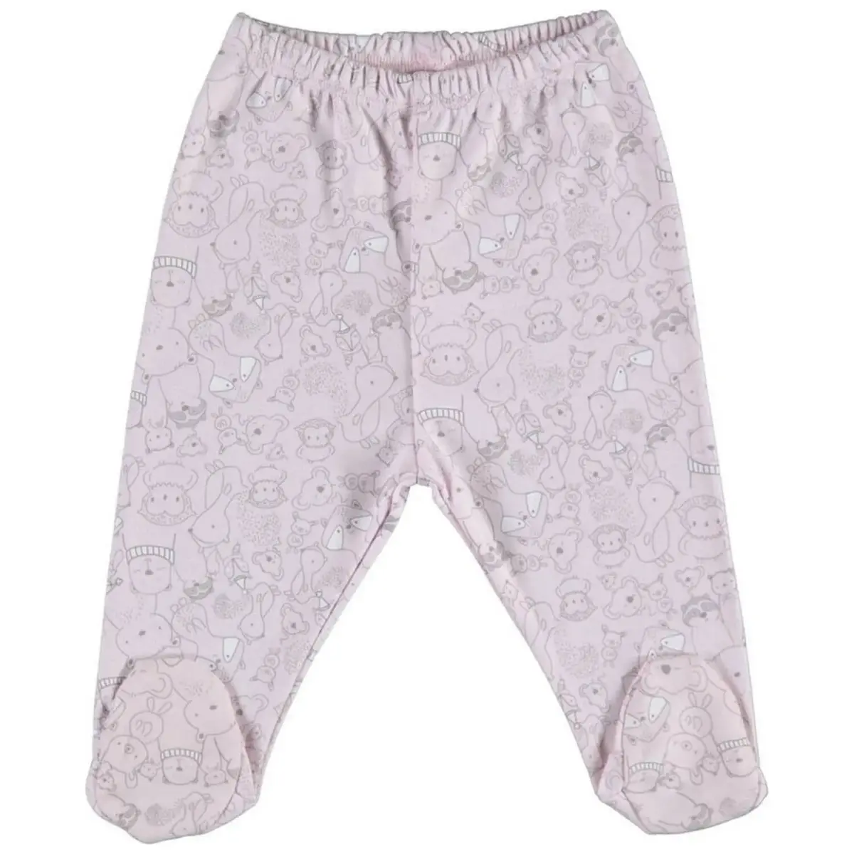 Bibaby Organik Pantolon Patikli Lady Animals Ekru - Pembe