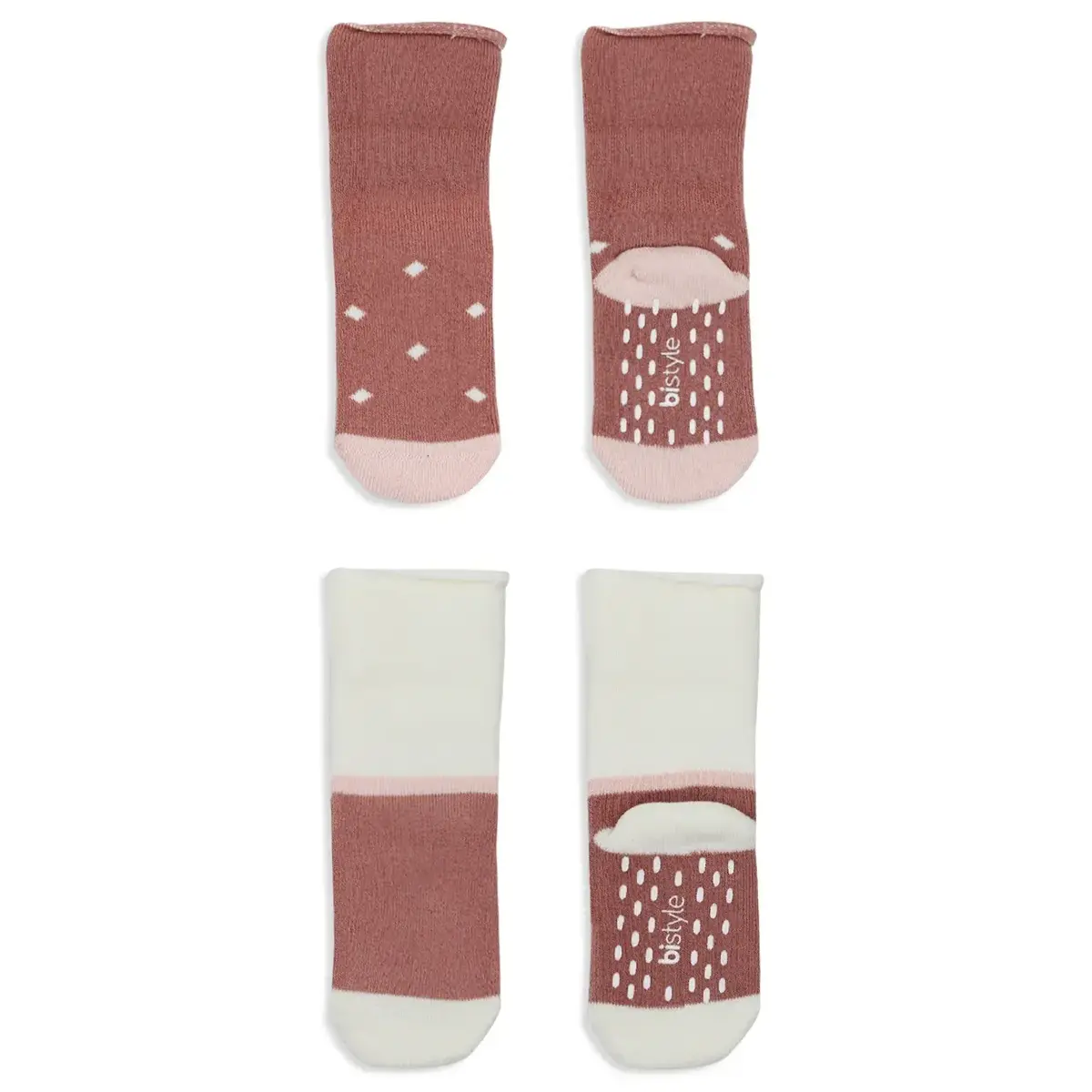 Bistyle Çorap Soket Havlu 2li Kaymaz Point Girl Pudra - Pembe