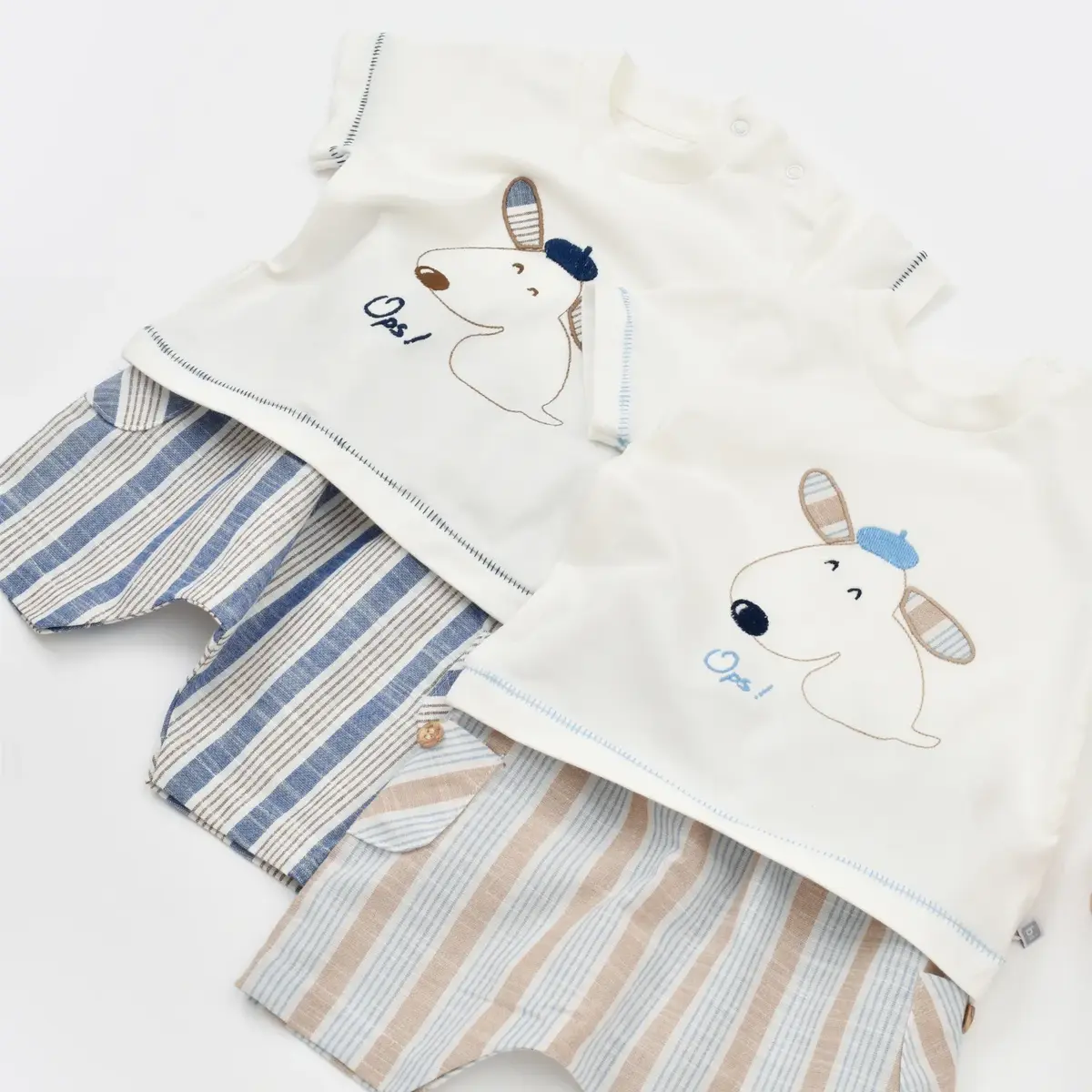 Bibaby 2li Takım Şortlu Stripe Sytle Lacivert - Bej