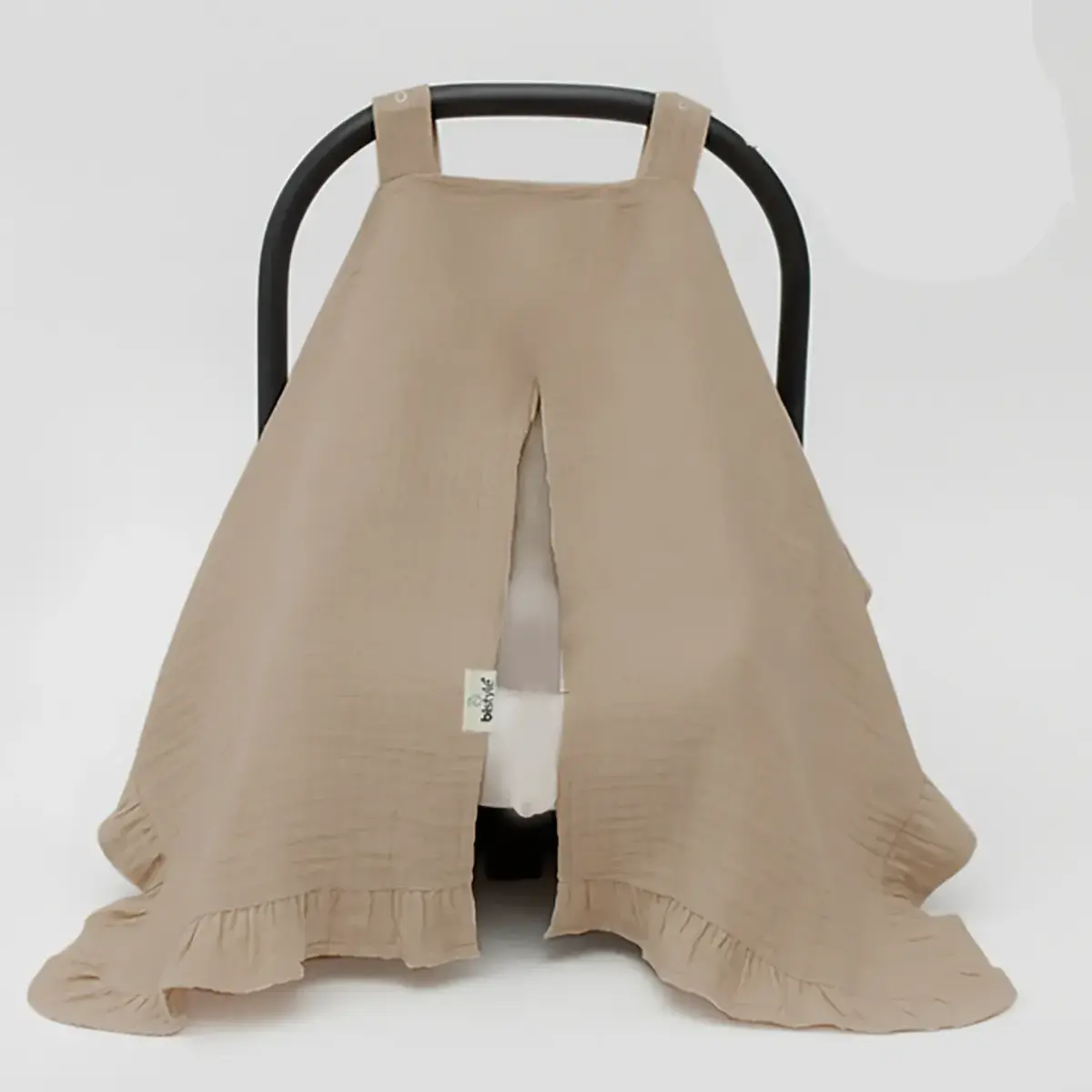 Bistyle Müslin Puset Yüz Örtüsü Fırfırlı Bej