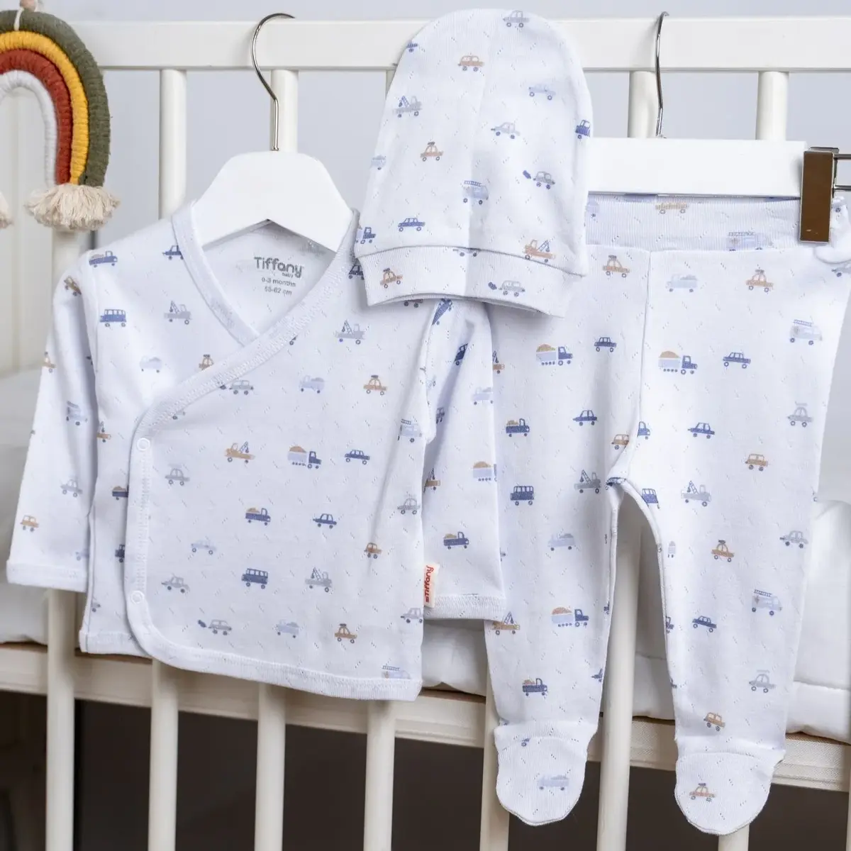 Tiffany Zıbın Takımı 3lü Jakarlı Driver Theme Açık Mavi