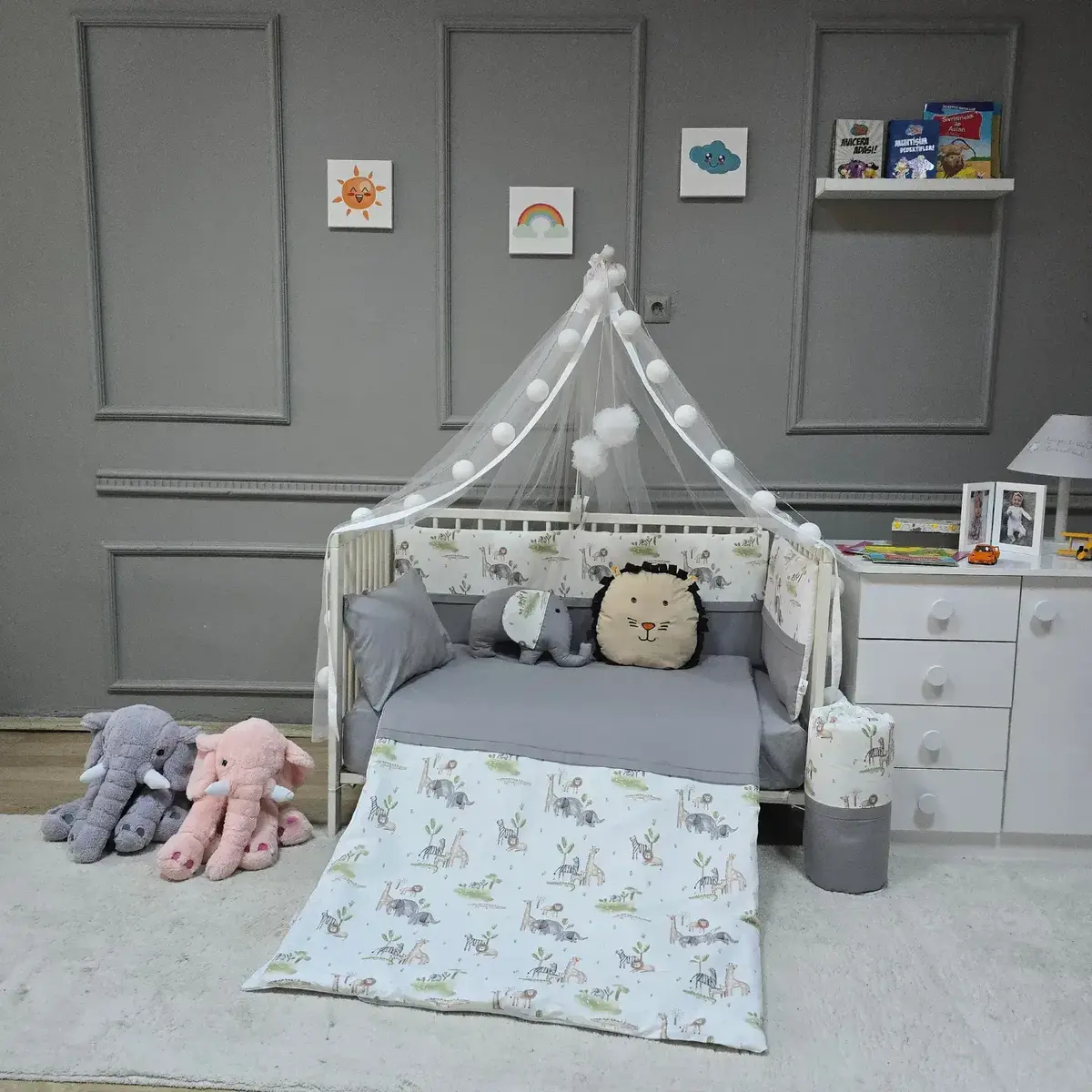 Yuar Baby Yan Duvarlı Beşik Uyku Seti Gri Amazon
