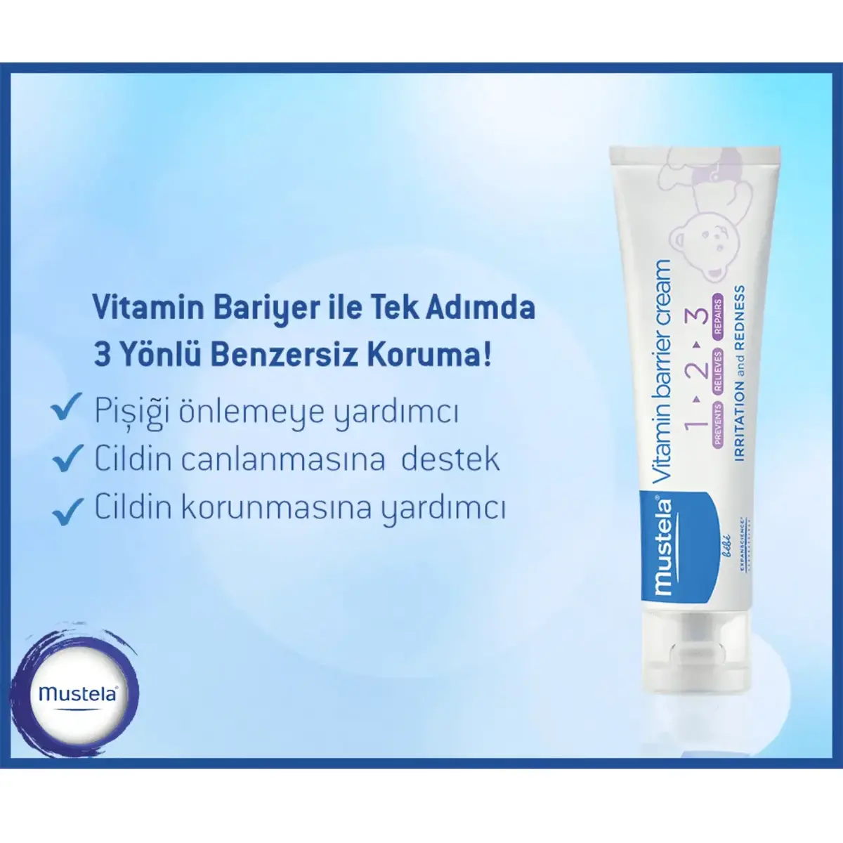 Mustela Vitamin Bariyer 1-2-3 Bebek Pişik Kremi 50 ml x 3 Adet
