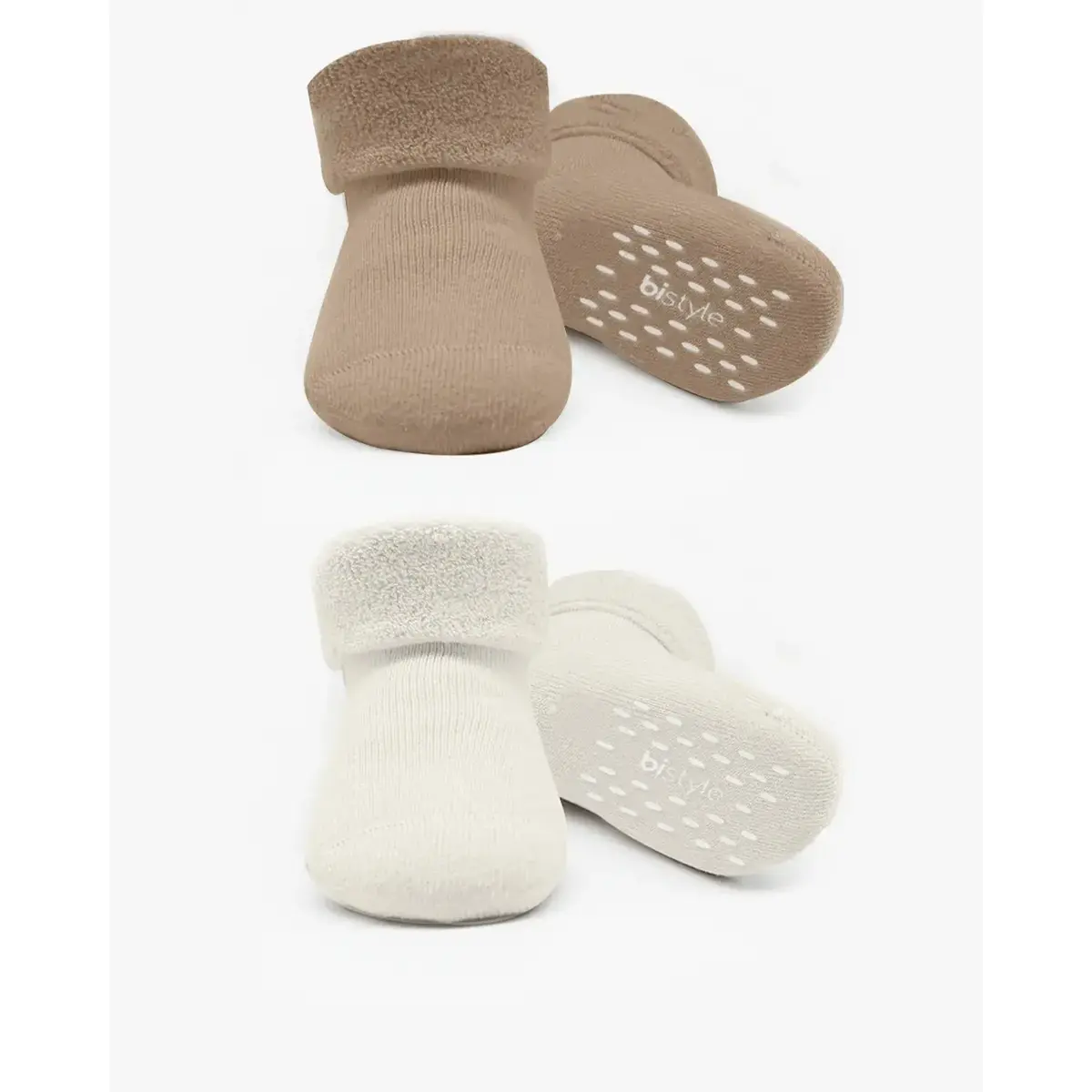 Bistyle Çorap Soket Havlu 2li Kaymaz Basic Boy Bej - Natural