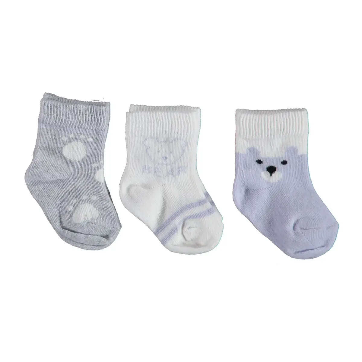 Bibaby Organik Çorap Soket 3lü Bear Lila