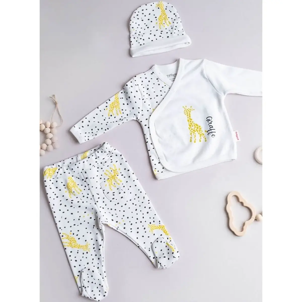 Tiffany Zıbın Takım 3lü Giraffe Theme Ekru