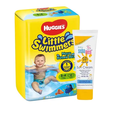 HUggies Little Swimmers Mayo Bebek Bezi Small 7-15 Kg+Sebamed Bebek Güneş Kremi 50 Faktör 75 ml