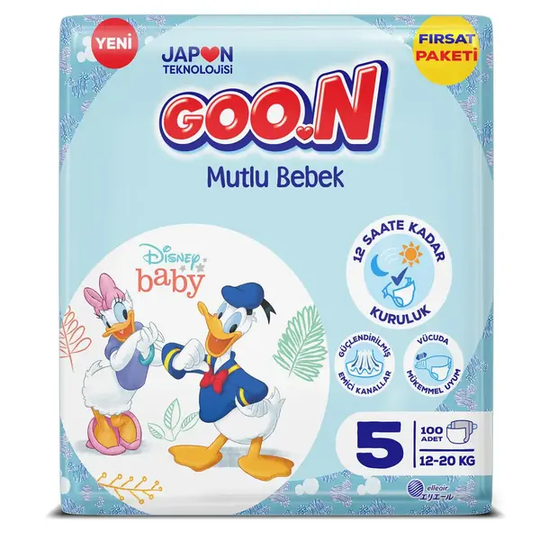 Goon Mutlu Bebek Bebek Bezi 5 Beden 12-20 Kg 100lü Aylık Fırsat Paketi
