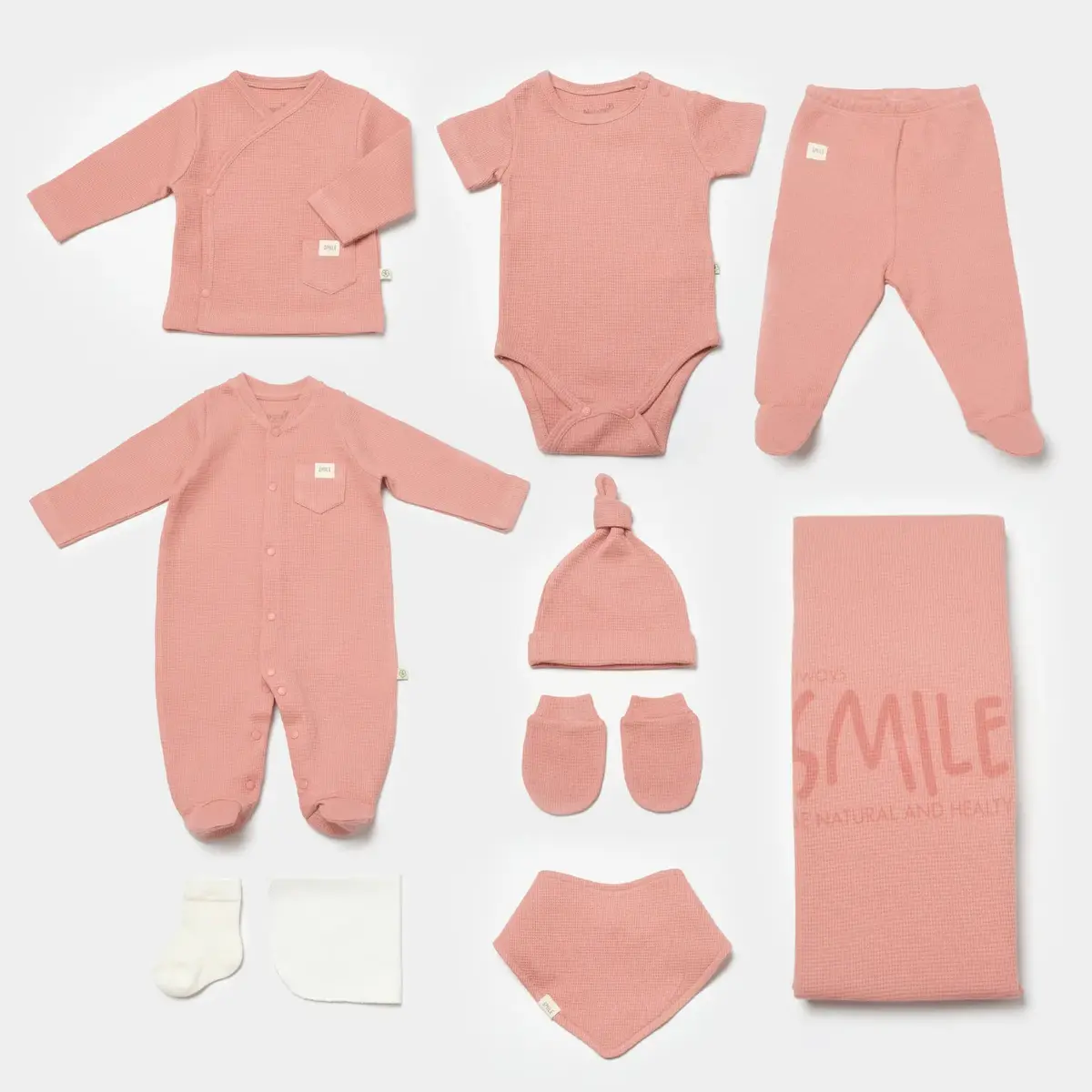 Bibaby Organik Hastane Çıkışı 10lu Waffle Smile Kırmızı - Kahverengi Bibaby Organik Hastane Çıkışı 10lu Waffle Smile Kırmızı - Kahverengi