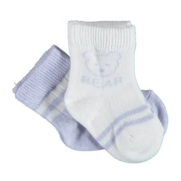 Bibaby Organik Çorap Soket 2li Bear Lila
