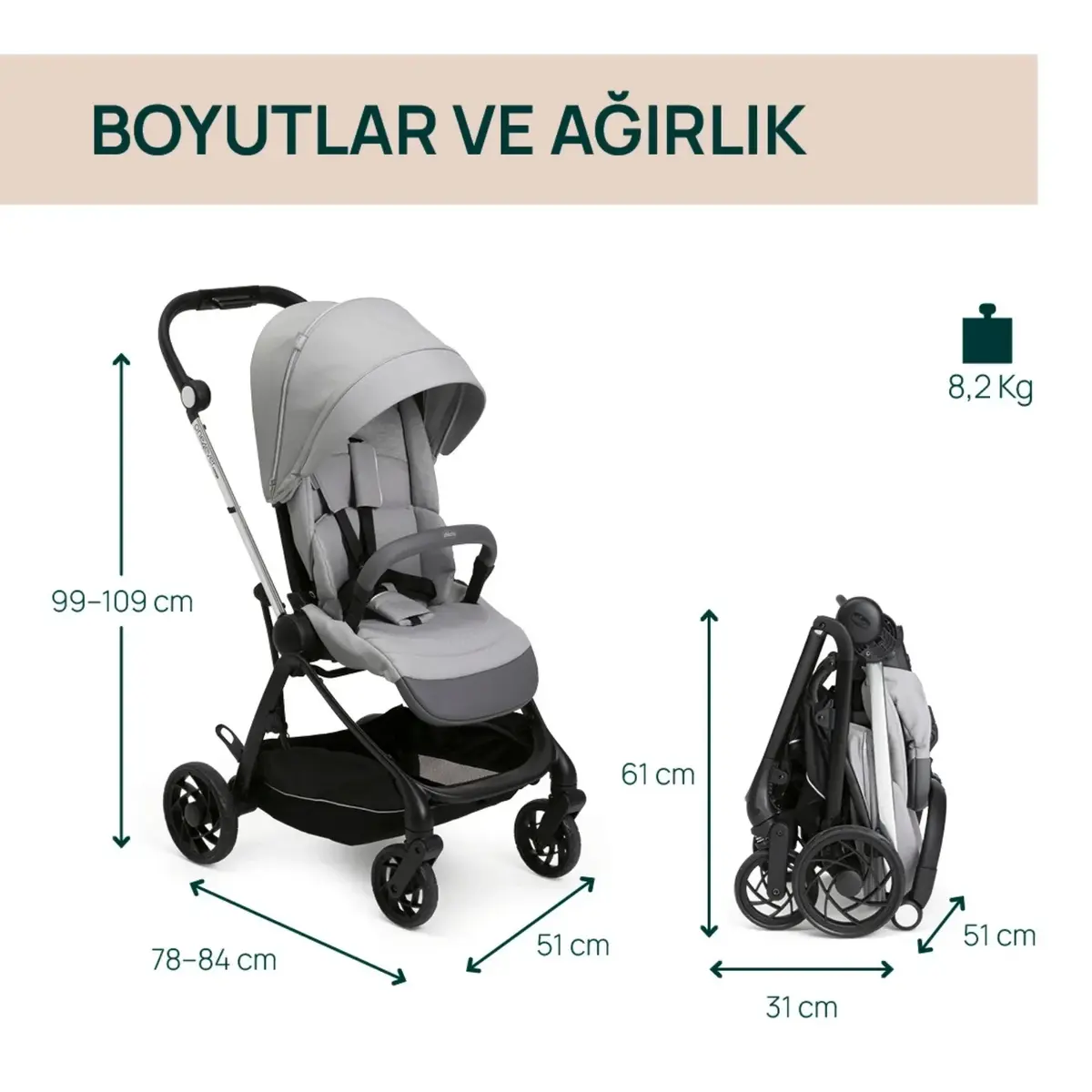 Chicco One4Ever Lounge Bebek Arabası Sparkle Grey