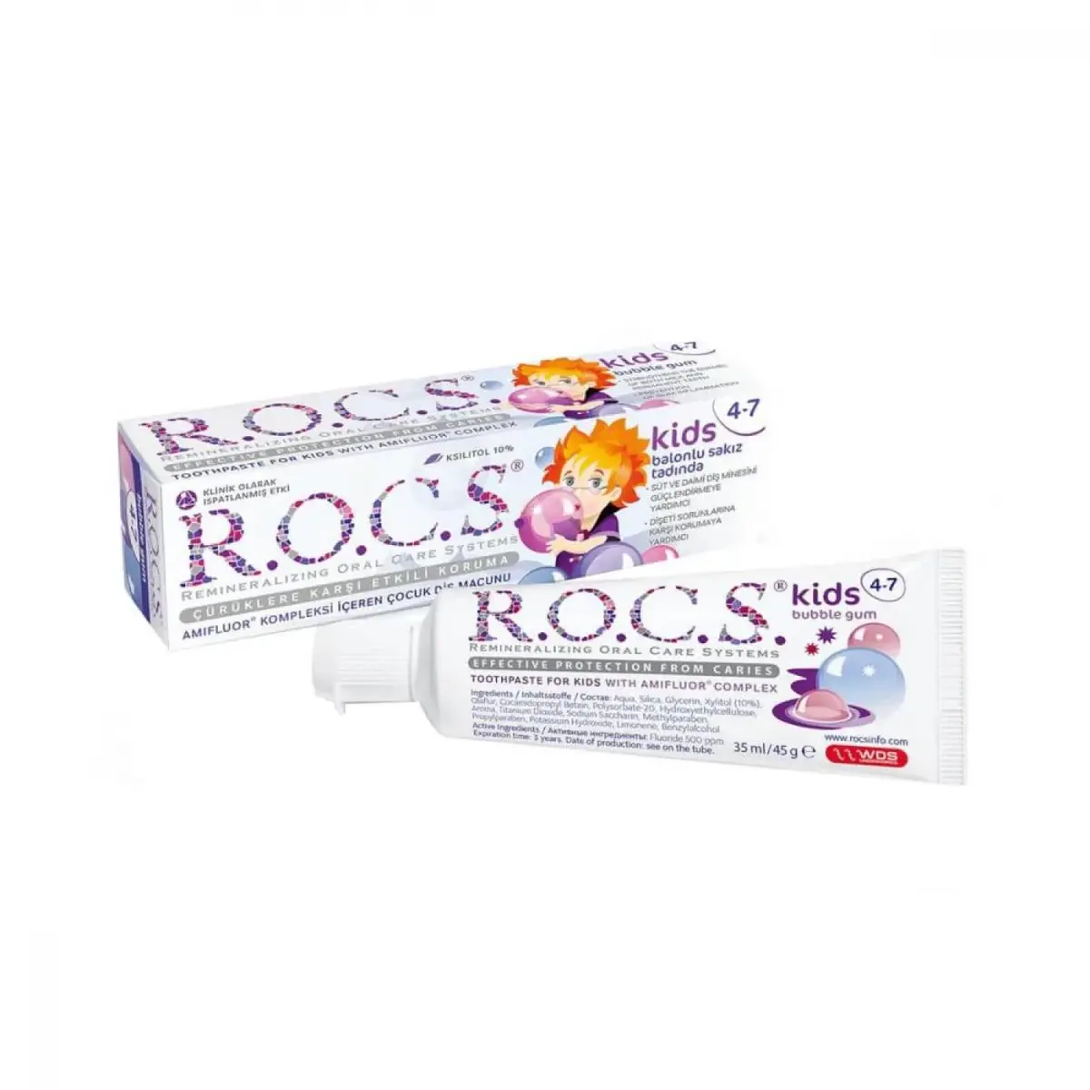 Rocs Kids Çocuk Diş Macunu Balon Sakızı 4-7 Yaş