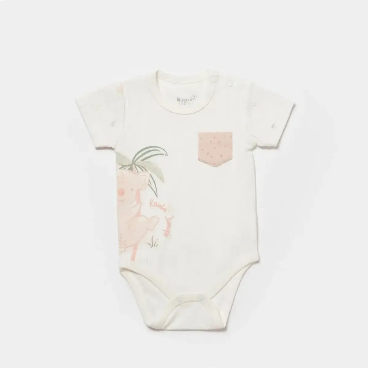 Bibaby Organik Body Kısa Kol Koala Jungle Pembe