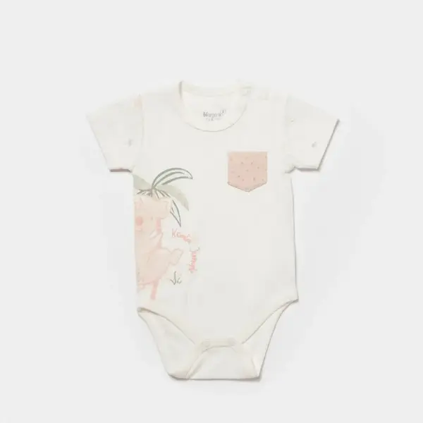 Bibaby Organik Body Kısa Kol Koala Jungle Pembe