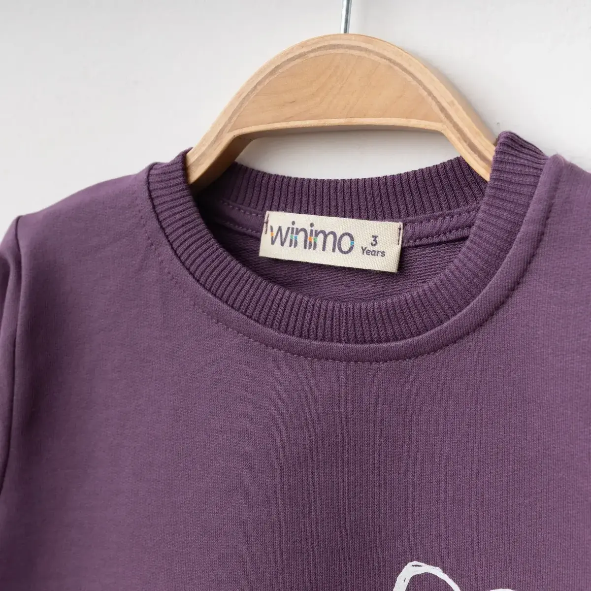 Winimo Sweatshirt Kalpli Kedi Baskılı Mor