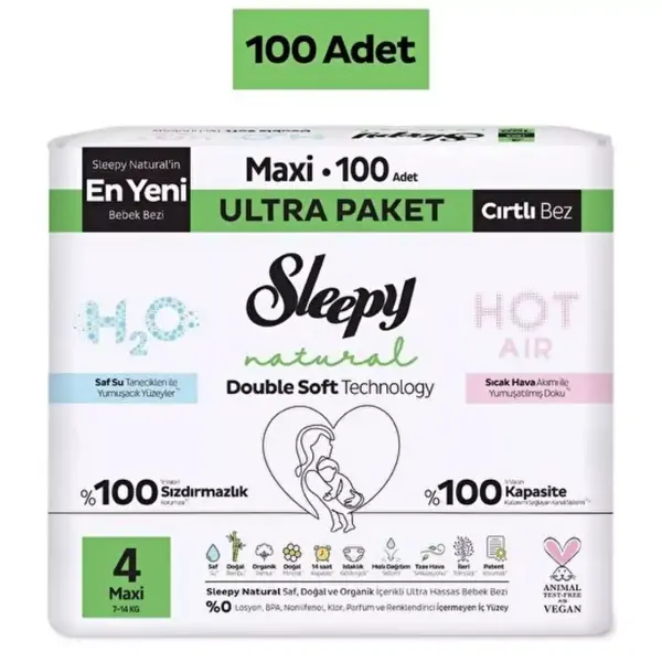 Sleepy Bebek Bezi Natural Double Soft Maxi 100lü Ultra Paket