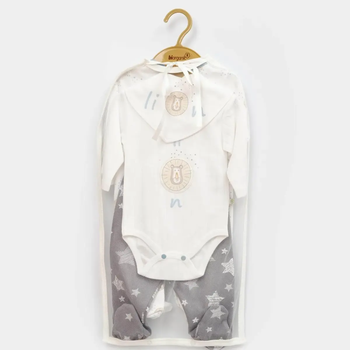 Bibaby Organik Tulum Takımı Tüllü Brave Lion Ekru - Turkuaz