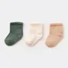 Bibaby Organik Çorap Soket 3lü Kaymaz Basic Taş - Ekru - Yeşil