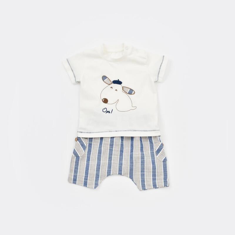 Bibaby 2li Takım Şortlu Stripe Sytle Lacivert - Bej