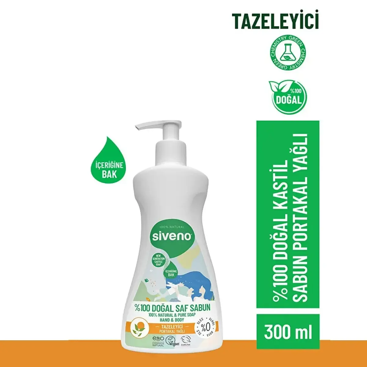 Siveno %100 Portakal Yağlı Doğal Sıvı Sabun 300ml
