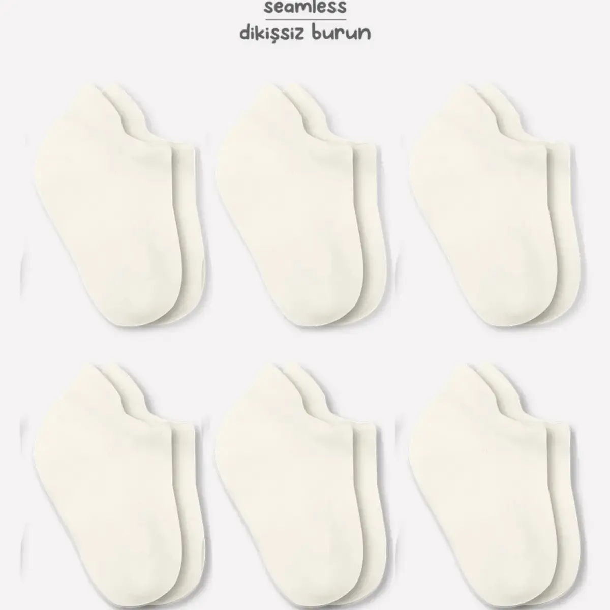 Bibaby Çorap Sneakers Bistyle 6lı Penye Ekru