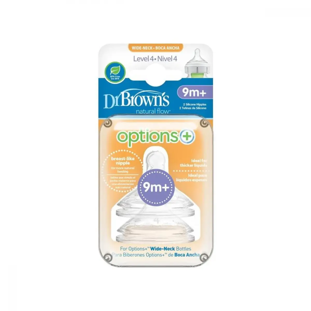 Dr Browns Options+ Geniş Ağız Silikon Biberon Emziği 2li 9+ Ay 4.Aşama