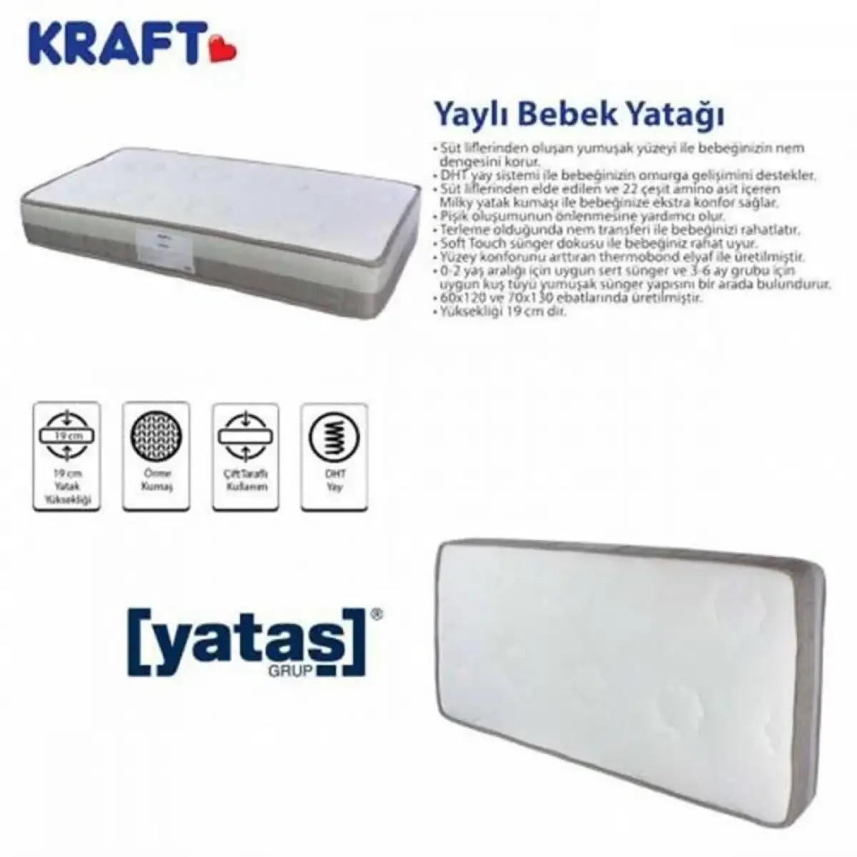 Kraft Yaylı Yatak 70x130 cm
