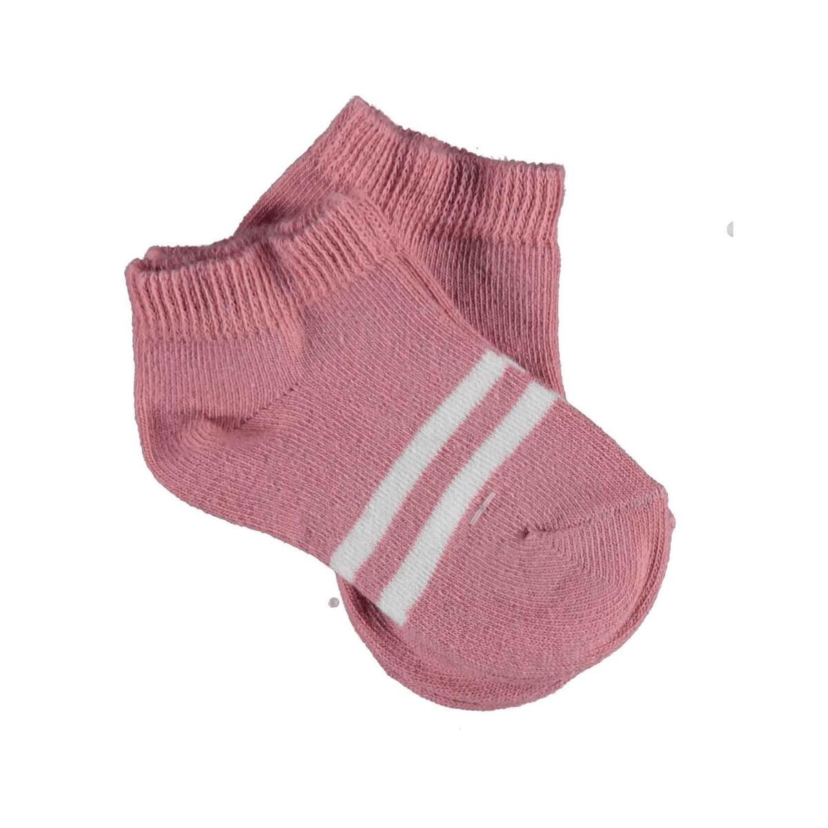 Bibaby Organik Patik Çorap 2li Çizgili Pembe