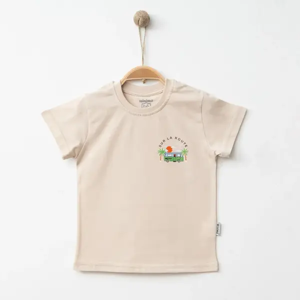 Winimo T-Shirt Otobüs Baskılı Bej