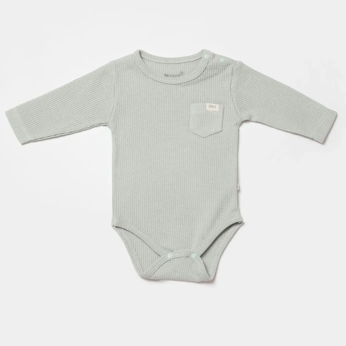 Bibaby Organik Body Uzun Kol Waffle Smile Mint