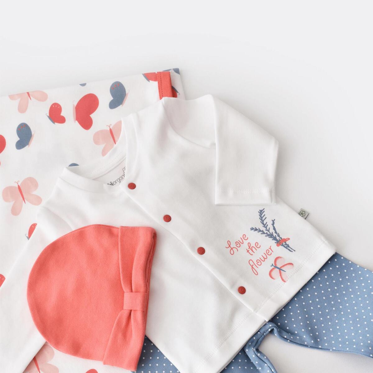 Bibaby Organk Zıbın Takımı Battaniyeli Tüllü Wild Flowers Coral