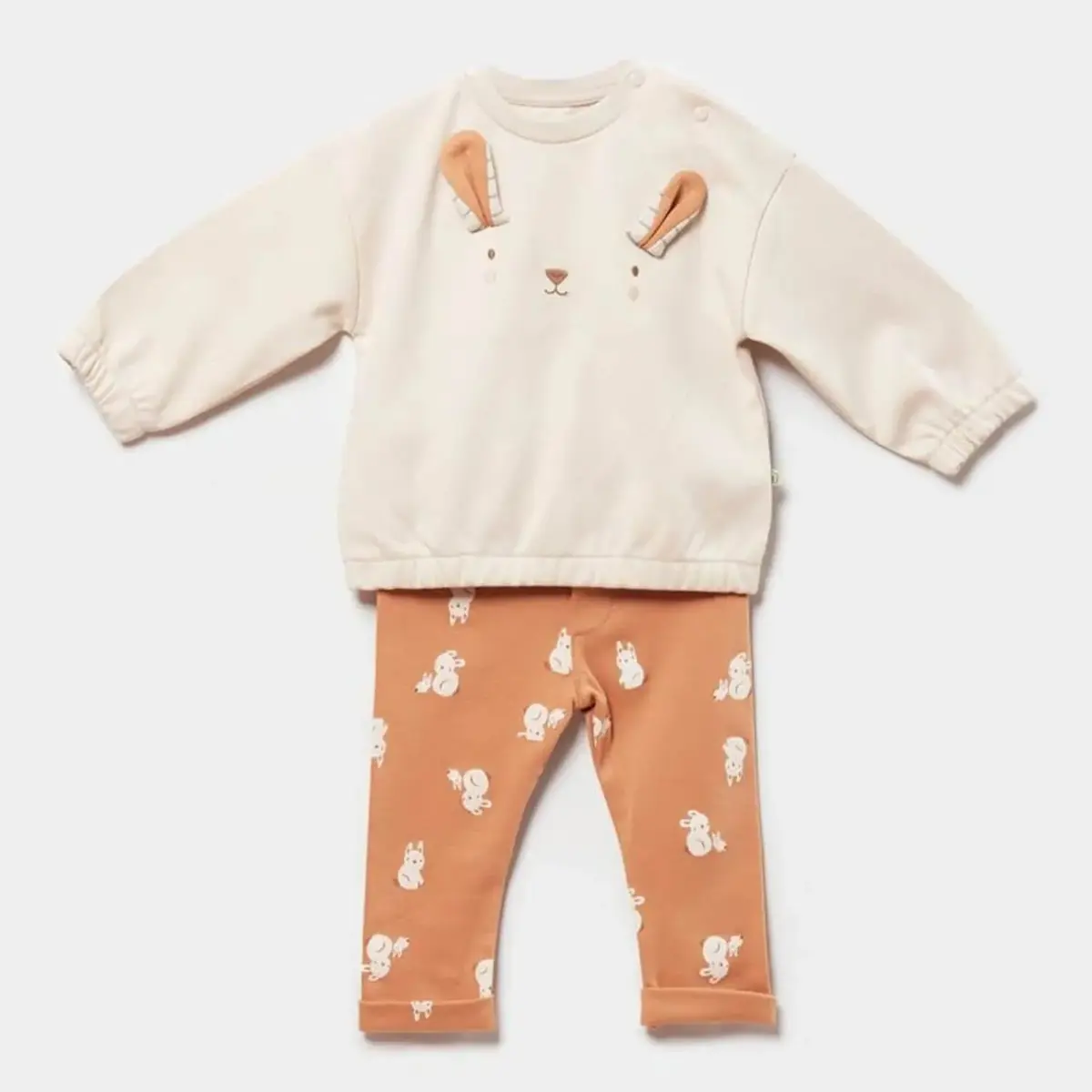 Bibaby Organik 2li Takım Cool Lines Bunny Bej - Hardal