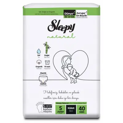 Sleepy Natural Külot Bebek Bezi 5 Beden Junior 40lı