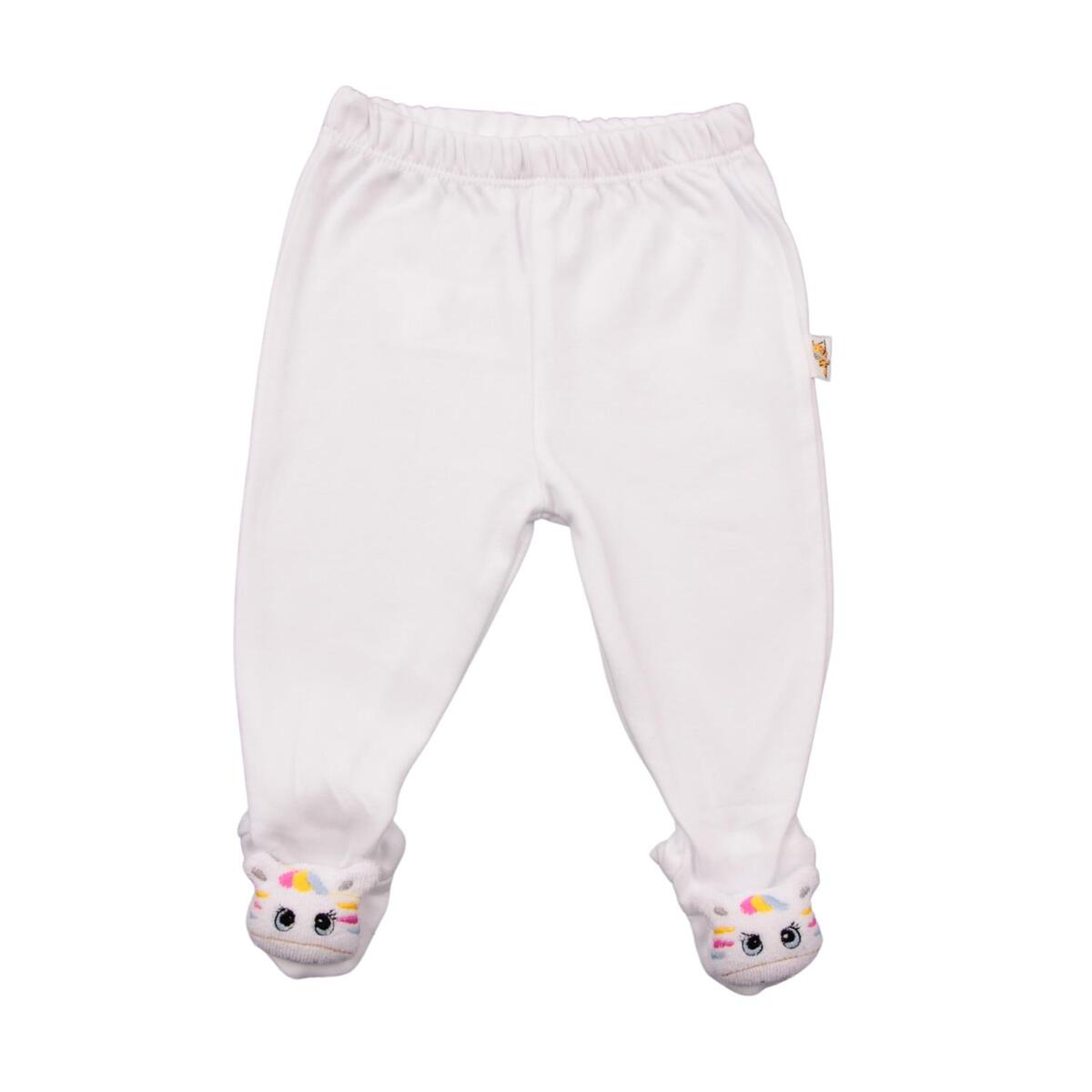 Mini Damla Pantolon Patikli Düz Oyuncaklı Beyaz
