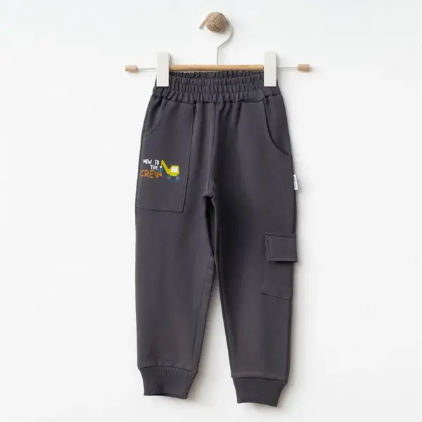 Winimo Çocuk Eşofman Altı New To Crew Baskılı Füme