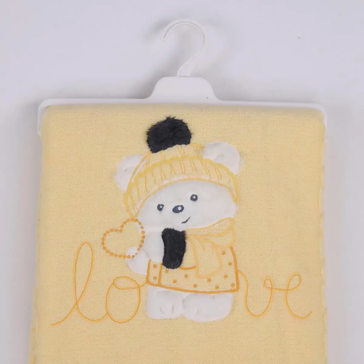Mini Damla Battaniye Triko Love Nakışlı 80x100cm Sarı Mini Damla Battaniye Triko Love Nakışlı 80x100cm Sarı