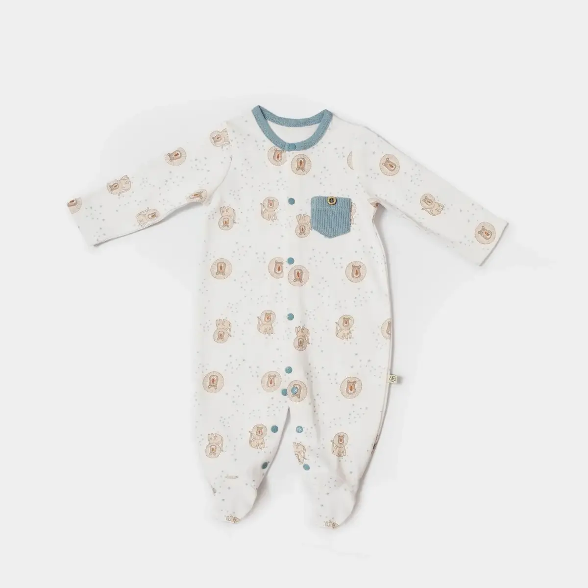 Bibaby Organik Tulum Takımı Tüllü Brave Lion Ekru - Turkuaz