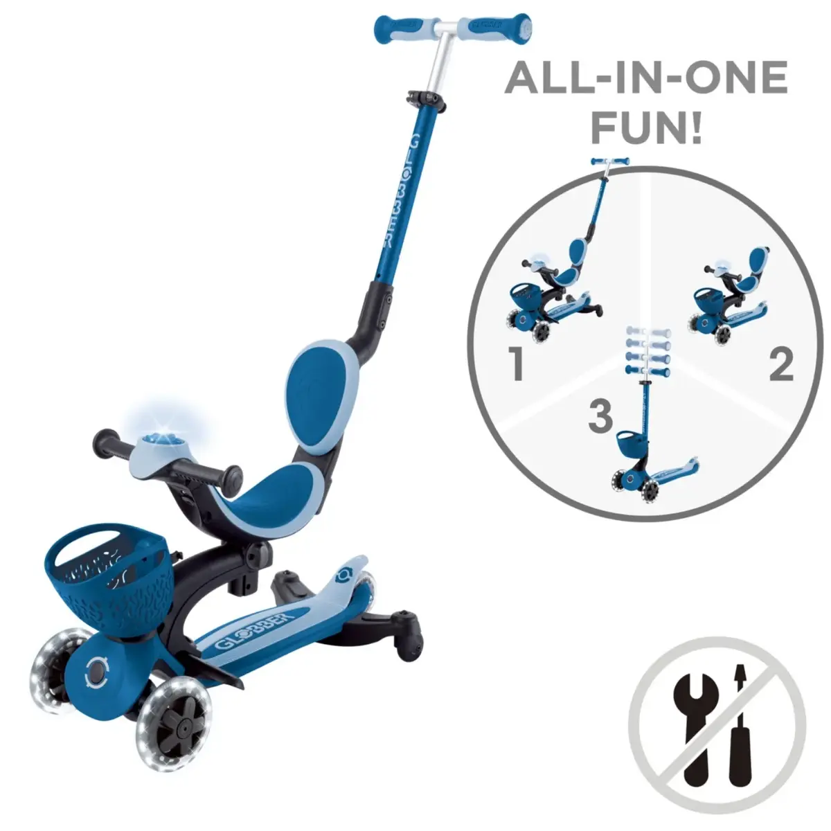 Globber Go Up Baby 360 Işıklı Scooter - Pastel Mavi