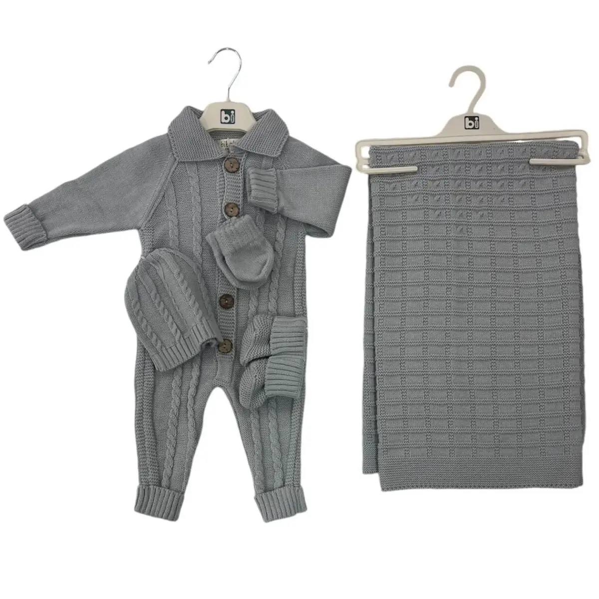 Bibaby Hastane Çıkışı 5li Triko Saç Örgü Açık Gri Bibaby Hastane Çıkışı 5li Triko Saç Örgü Açık Gri